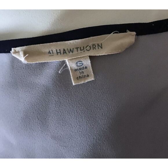 41 HAWTHORN Womens Size Small White Blue 3/4 Sleeve Keyhole Neck Blouse Shirt - Picture 7 of 7